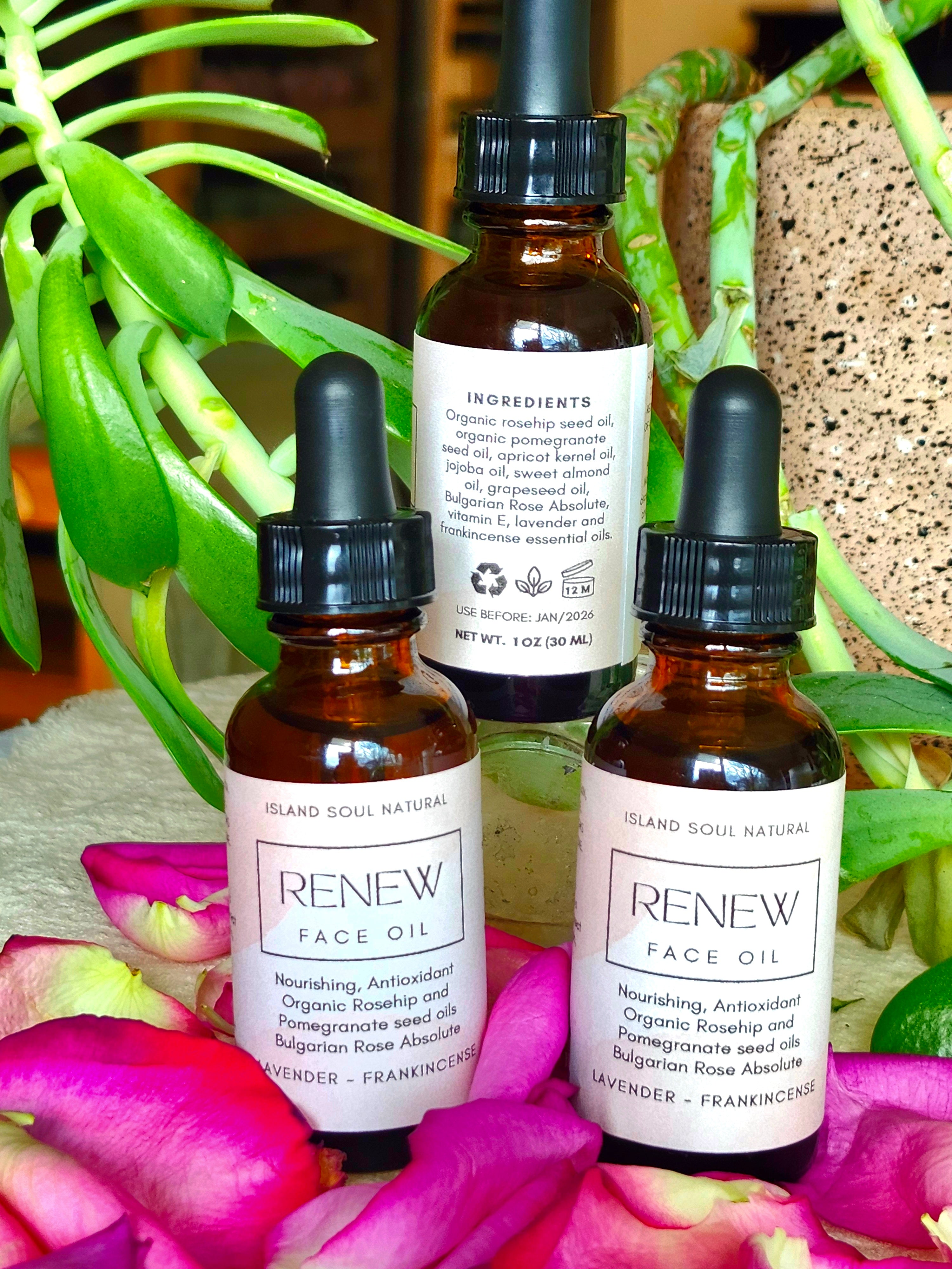 rose seed oil face Renew Face Oil 1oz/30ml – Island Soul Natural Soap