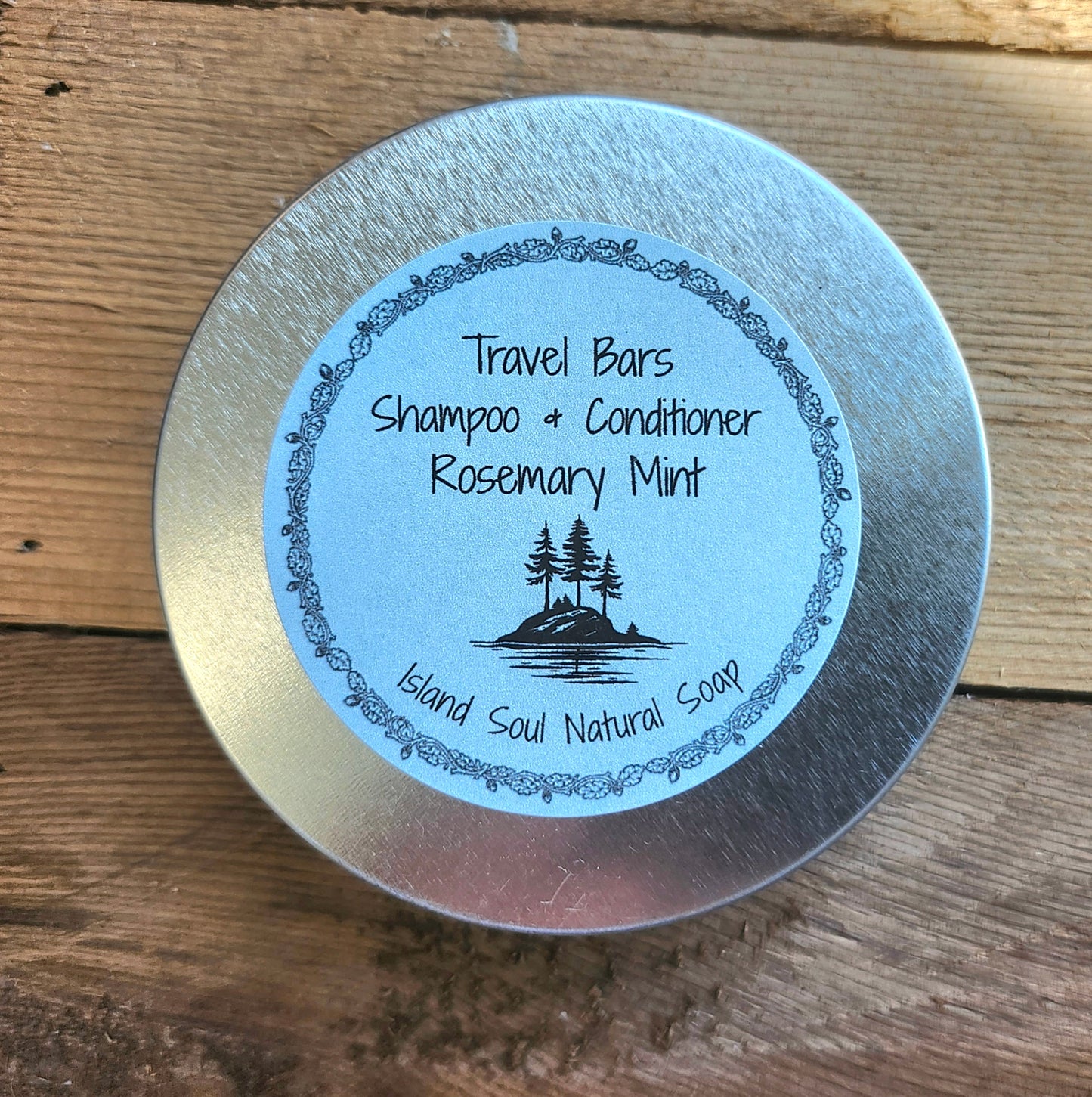 Travel Tin with Rosemary Mint shampoo and Seabuckthorne oil conditioner bar